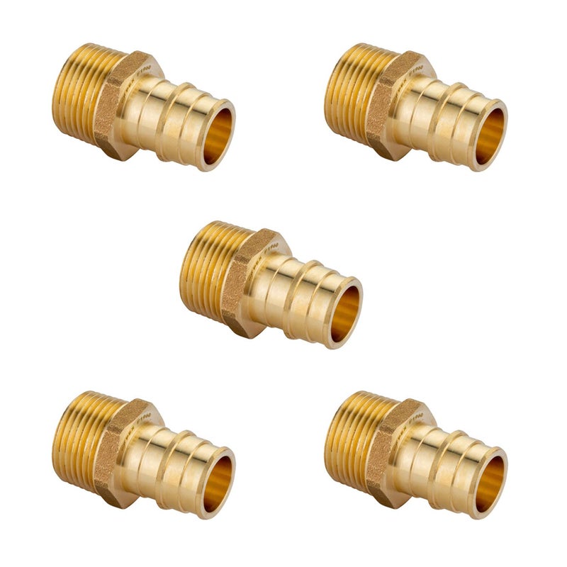 EFIELD (Pack of 5) EFIELD Pex A Full Flow Expansion Brass Fitting 1/2"x 1/2" Male NPT Adapter, ASTM F1960,(PEX1960016-5PCS) - Image 2
